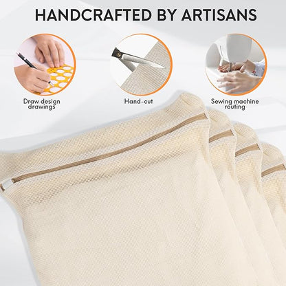 4-Piece Large Durable Organic Cotton Mesh Laundry Bags - Image 3