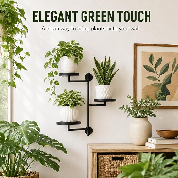Rotating Window Wall Plant Shelves Stand Holder, 3 Tiered Metal Floating Plant - Image 5