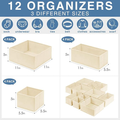Criusia Drawer Organizer Clothes 12 Pack, Dresser Organizer - Image 3