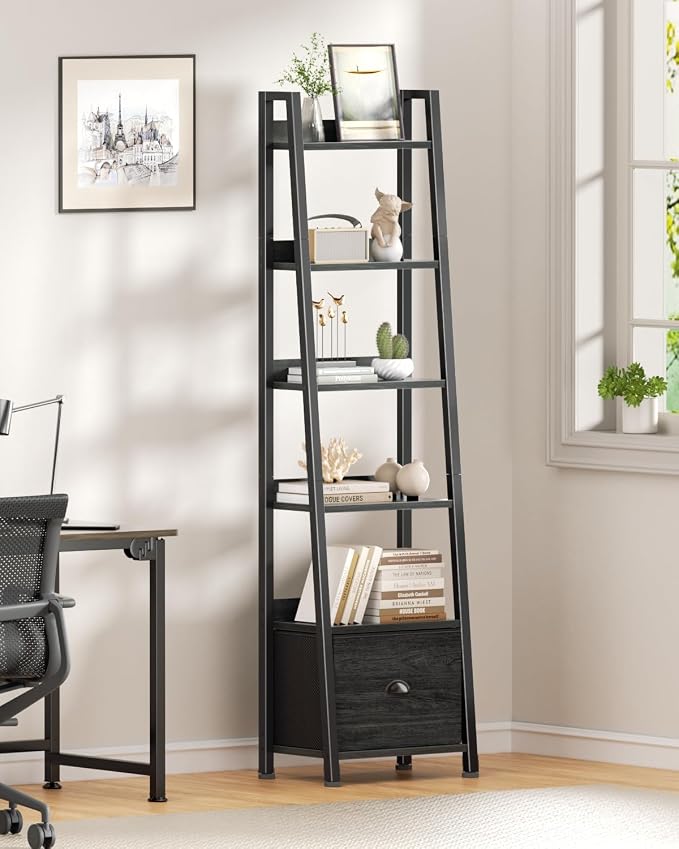 Furologee 6 Tier Ladder Shelf, Ladder Bookshelf - Image 6