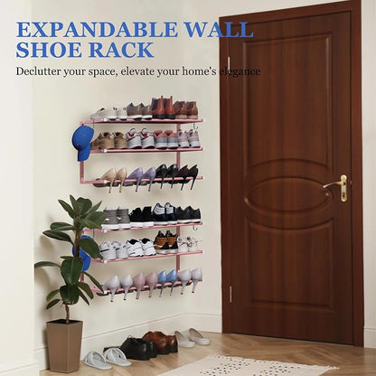Wall Mounted Shoe Rack, 3 Tier Hanging Shoe Rack Holds 12 Pairs, Space Saving - Image 5