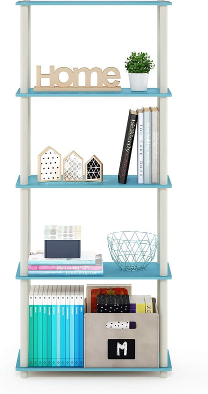 Furinno TURN-N-TUBE Storage Shelves, 5-Tier Book Shelf, Corner Shelf, Toolless - Image 4