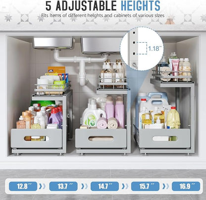 Under Sink Organizer Upgrade To Professional Rails, 2-Tier Dual Pull Out - Image 6