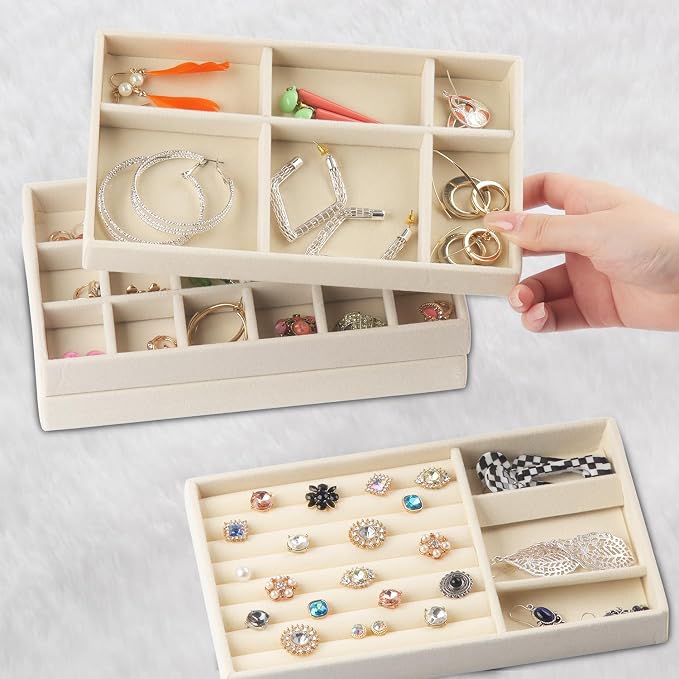 Jewelry Organizer Tray, Stackable Velvet Jewelry Trays, Jewelry Organizer - Image 4