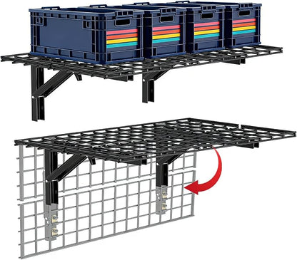 Folding Garage Wall Shelves, 660 lbs Capacity Space Saving Floating Racks by Unknown