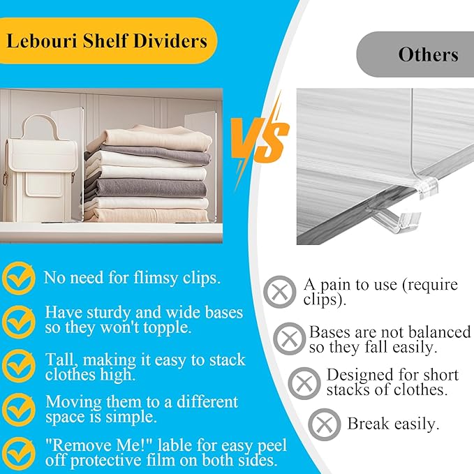 Shelf Dividers for Closet Organization: Acrylic Shelf Dividers for Clothes - Image 2