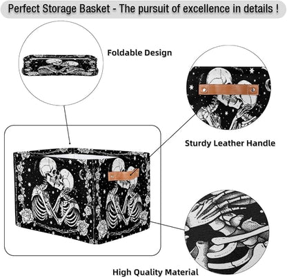 Pardick Halloween Skull Skeleton Goth Basket Storage Bins Large Fabric Toys - Image 6