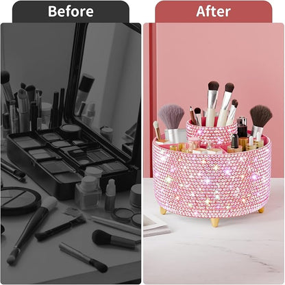 Bling 360° Rotate Makeup Brush Holder Organizer, Makeup Organizers Countertop - Image 5