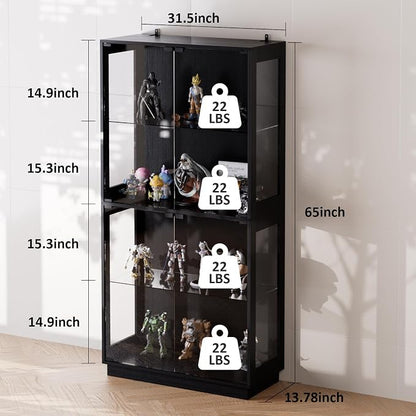 Display Cabinet with Glass Doors 4 Tier Glass Display Case with RGB LED Lights - Image 2