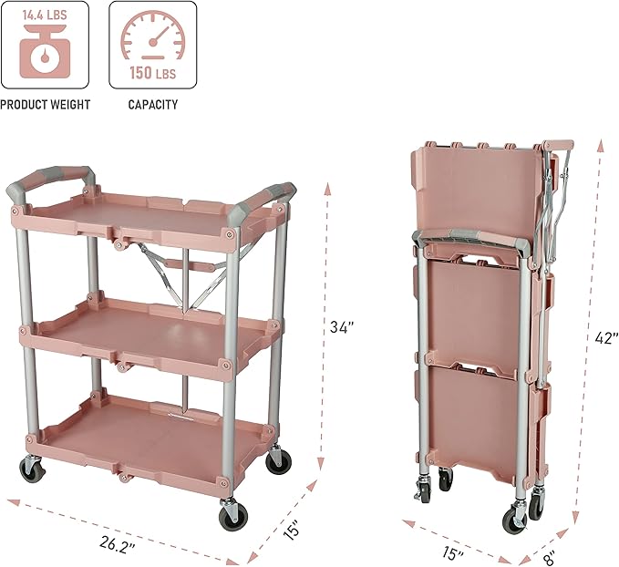 Olympia Tools 89-350 Pack-N-Roll Folding Collapsible Service Cart, 150LB - Image 3