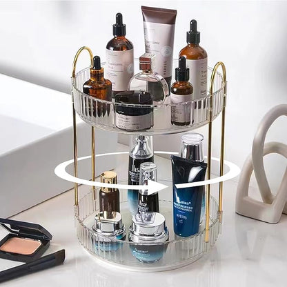 Rotating Makeup Organizer for Vanity, High-Capacity Skincare Clear Make Up by SHUANGQING