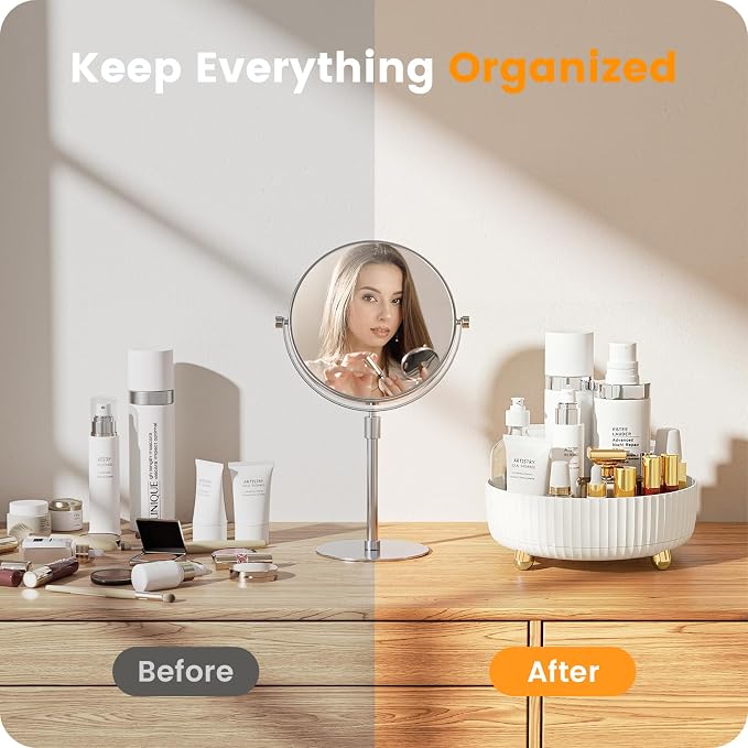 A-LuGei 【Elegant White】 8.6" Perfume Organizer, 【360° Rotating】 Vanity Organizer - Image 5