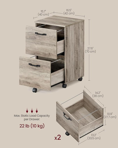 VASAGLE 2-Drawer File Cabinet, Small Rolling Filing Cabinet - Image 3