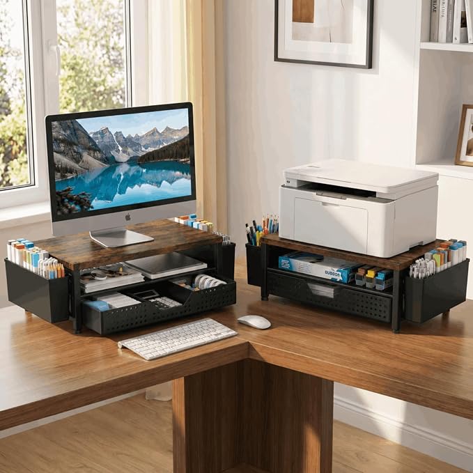 ECOLOVI Desk Organizer and Accessories, 2-Tier Computer Monitor Stand Rise - Image 6