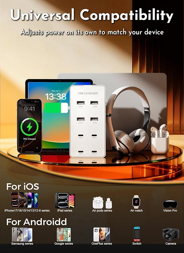 USB Wall Charger USB C Charging Station - Image 4