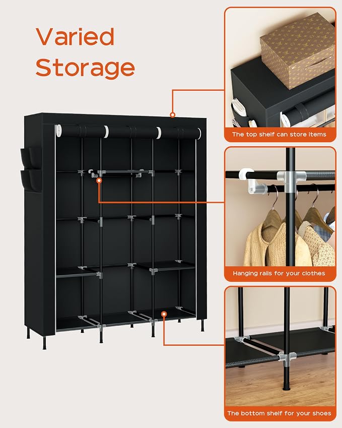 Portable Closet, 51.2 Inch Large Capacity Wardrobe Closet - Image 6