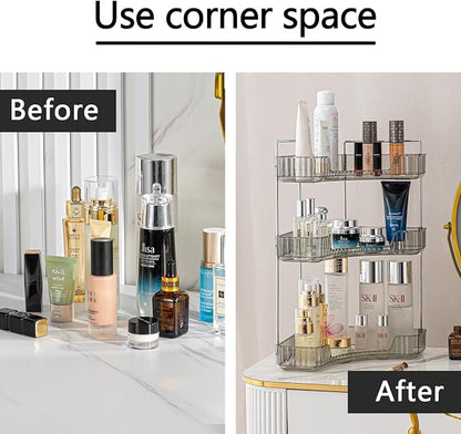3-Tier Corner Bathroom Counter Organizer – Classic Storage Shelf - Image 3