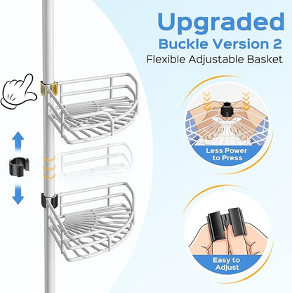 HAMITOR Shower Caddy Corner Tension Pole: 4-Tier Large Capacity Bathroom - Image 6