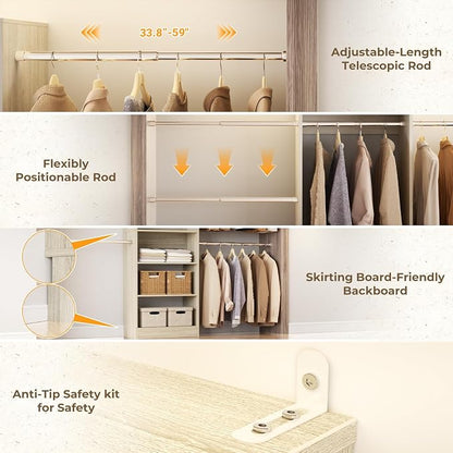 Homieasy Closet System, 4.5-11.5 Ft Expandable Closet Organizer, Light Oak | 5 - Image 4