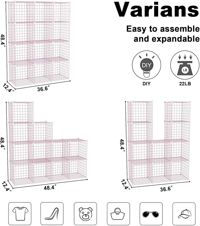 C&AHOME Wire Cube Storage, 12 - Image 3