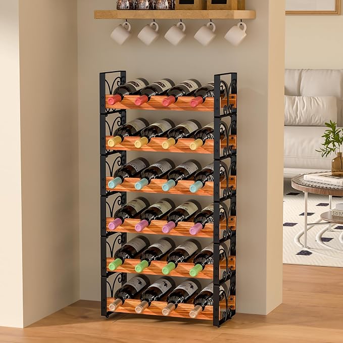X-cosrack Wine Racks Free Standing Floor, 6-Tier 24 Bottles Wine Rack - Image 6