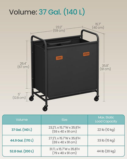 SONGMICS 2-Section Laundry Sorter, Laundry Hamper - Image 6