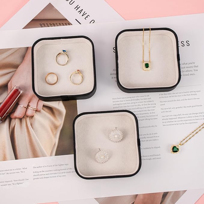 SANQIANWAN Set of 3 Small Stackable Jewelry Organizer Trays Mini Jewelry Drawer - Image 4