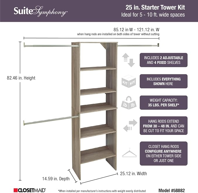 ClosetMaid SuiteSymphony Wood Closet Organizer Starter Kit - Image 3