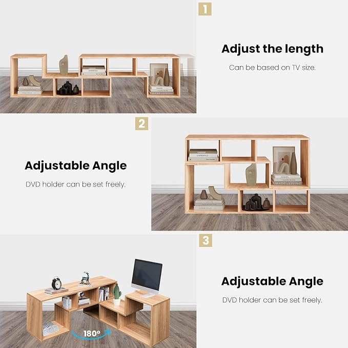 Recaceik Cube Bookshelf 2 Shelf Bookcase L-Shaped TV Console Stand Modern - Image 5