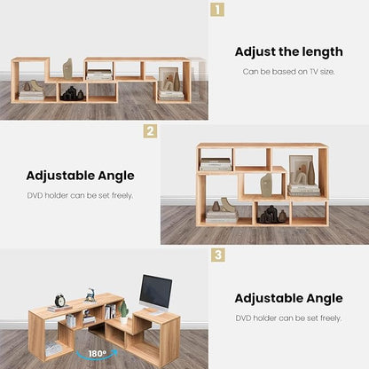 Recaceik Cube Bookshelf 2 Shelf Bookcase L-Shaped TV Console Stand Modern - Image 5