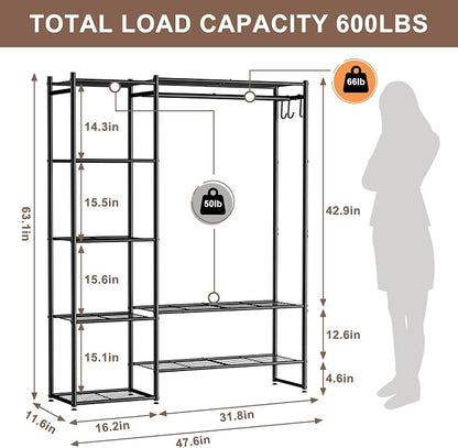 Closet Wardrobe, Closet Organizers and Storage System, Metal Clothes Rack | All - Image 6
