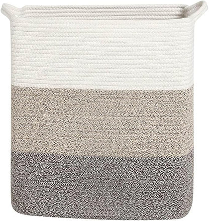 Tall Laundry Basket With Handles, Woven Cotton Rope Big Laundry Hamper Sorters - Image 2
