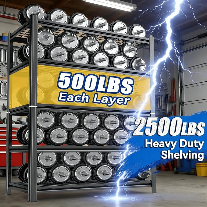 5 Tier Wire Garage Shelving Heavy Duty Storage Shelving 73" H x 36" W x 16" D - Image 6