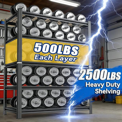 5 Tier Wire Garage Shelving Heavy Duty Storage Shelving 73" H x 36" W x 16" D - Image 6