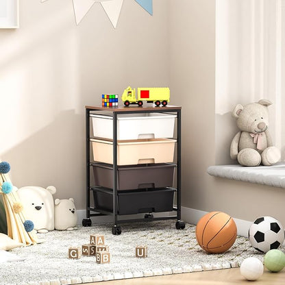 Utility Cart with 4 Drawers, Rolling Storage Cart with Drawers, Storage Rolling - Image 9