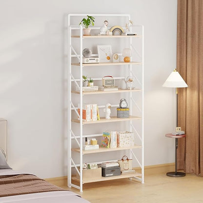 JSB Folding Bookshelf, Industrial Storage Shelves, No Assembly Vintage Wood - Image 4
