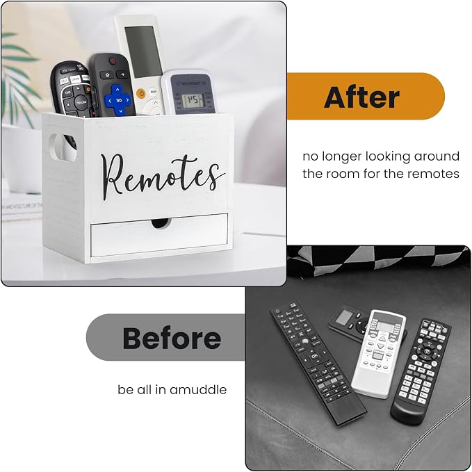 Remote Control Holder, 2 Slot Wooden TV Remote Holder - Image 5