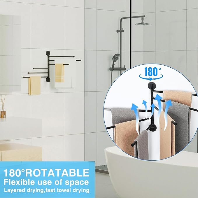Alise Swivel Towel Rack, Folding 6 Arms Hand Towel Bars Towel Hanger - Image 4