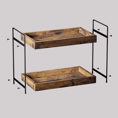 2-Tier Wood Bathroom Counter Organizer, Kitchen Spice Rack | Multi-Use Storage - Image 6
