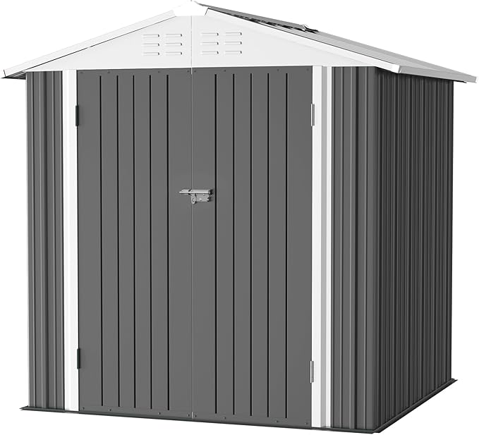 JUMMICO Metal Outdoor Storage Shed 6 x 4 FT Metal Shed by JUMMICO