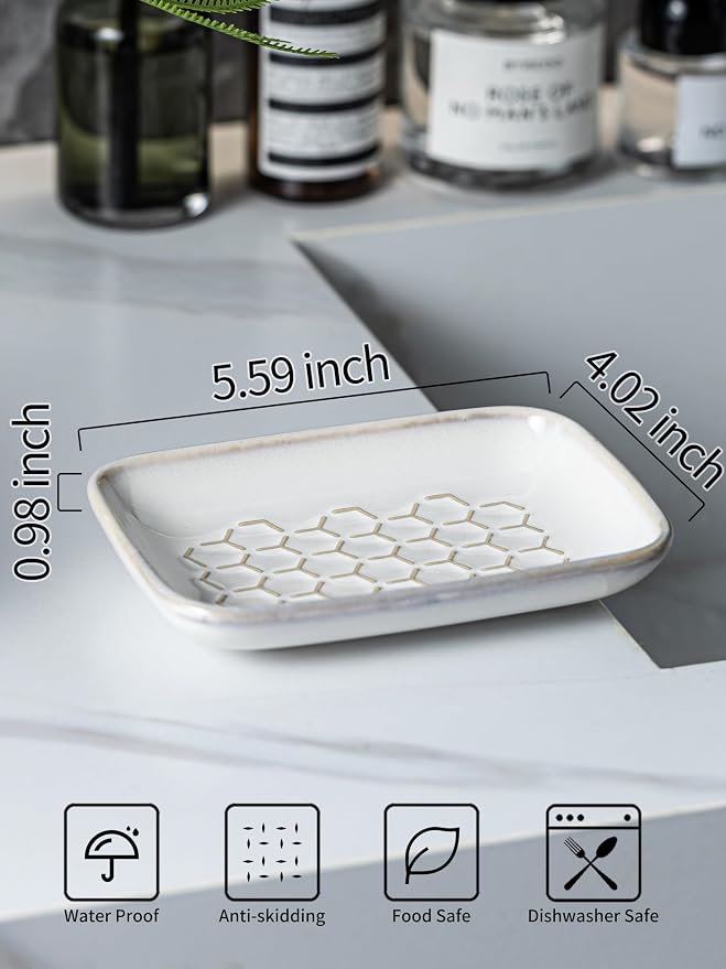 Gomakren Soap Dish for Shower, Bar Soap Holder, Christmas Ceramic Soap Dishes - Image 2