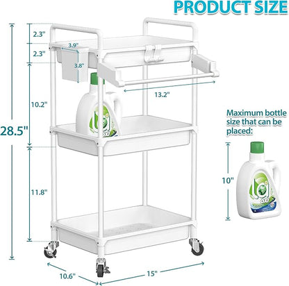 SPACEKEEPER Rolling Storage Cart, 3 Tier Utility Cart Laundry Room Organization - Image 4