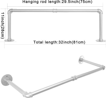 WEBI Industrial Pipe Clothing Rack, Heavy Duty Metal Garment Rack Bar Wall - Image 4