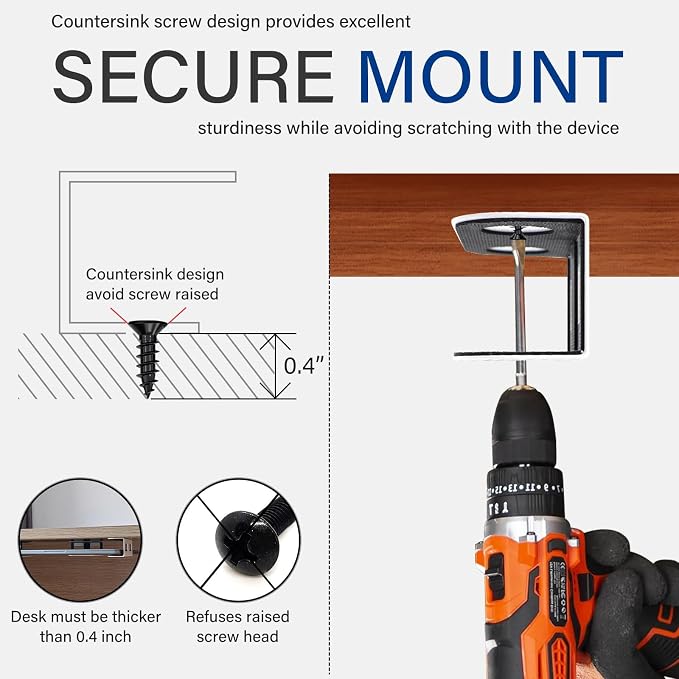 BYMECOST Under Desk Laptop Mount, Metal Under Desk Storage Holder, - Image 6