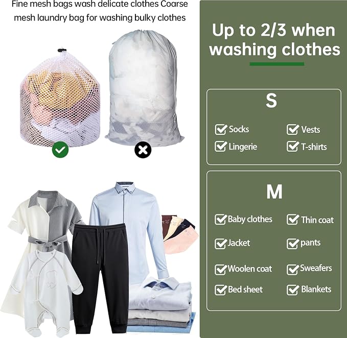 2 Packs Laundry Mesh Bags, Drawstring Net Laundry Bag - Image 3
