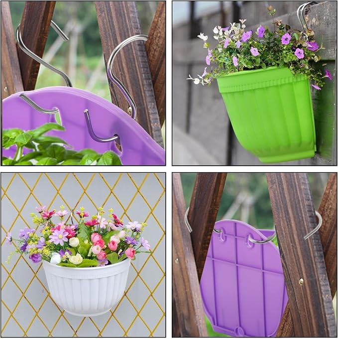 6 Pack Wall Planter Hanging Flower Pot, Window Hang Indoor Outdoor Plant Basket - Image 7