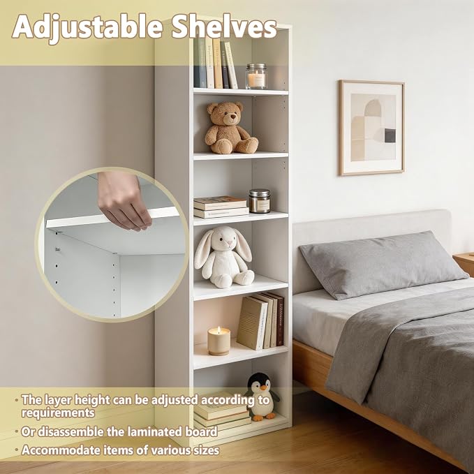 CTESNE【2026 Adjustable Shelves 5-Tier Bookcase, 71 inches, Wooden Open Display - Image 4