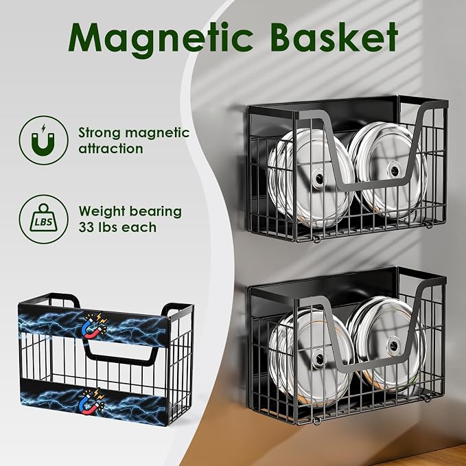 2 Set Magnetic Shelf for Fridge, Potato & Onion Storage Bins, Magnetic Fruit - Image 2