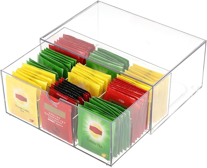 Rainmae Tea Bags Organizer Clear Acrylic Teabag Drawer Holder by Rainmae