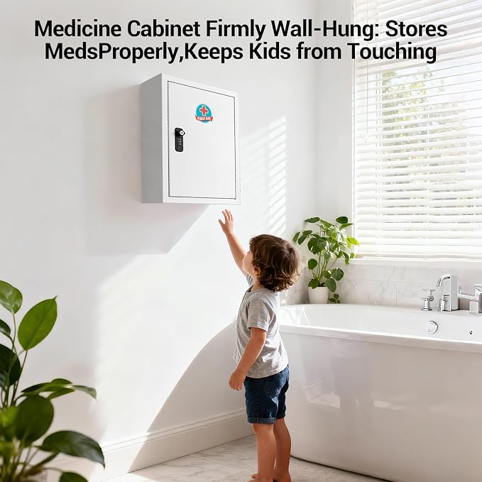 Locking Medicine Cabinet with Combination Lock and Safety Key | Rust-resistant - Image 8